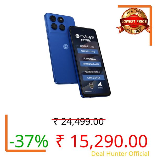 Motorola Moto g37 Power 5G (Pantone Nautical Blue, 4GB RAM, 64GB Storage) | 6.67-inch HD+ 120Hz Display | Dimensity 6400 | 50MP Camera | 7000mAh Battery | 30W Charging