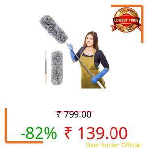 MINIPY Microfiber Feather Duster with Extendable Long Pole (100 Inches), Bendable Head for Cleaning High Ceiling Fans, Interior Roof, Cobwebs – Washable & Telescopic Long Handle Cleaning Tool (S2)