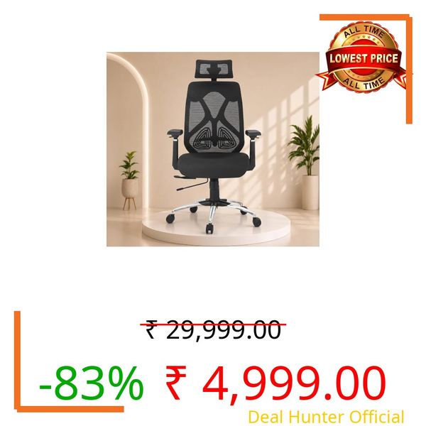 Da URBAN® Merlion Pro Office Chair,High Back Mesh Ergonomic Home Office Desk Chair with 3 Years Warranty, 4 Angle Back Locking Seat Slider 3D Adjustable armrest (Black)