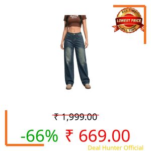 Nifty Women's Denim Stretchable Wide Leg Washed Denim Blue Jeans