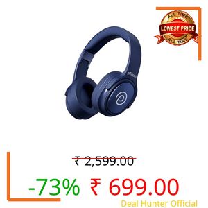 pTron Studio Pro w/ 65Hrs Playtime, Wireless Over Ear Headphones with HD Mic, Dual Device Pairing, TruTalk AI-ENC Calls, Low-Latency Game & Music, 40mm Drivers, BT5.4, Type-C Fast Charging (Navy Blue)