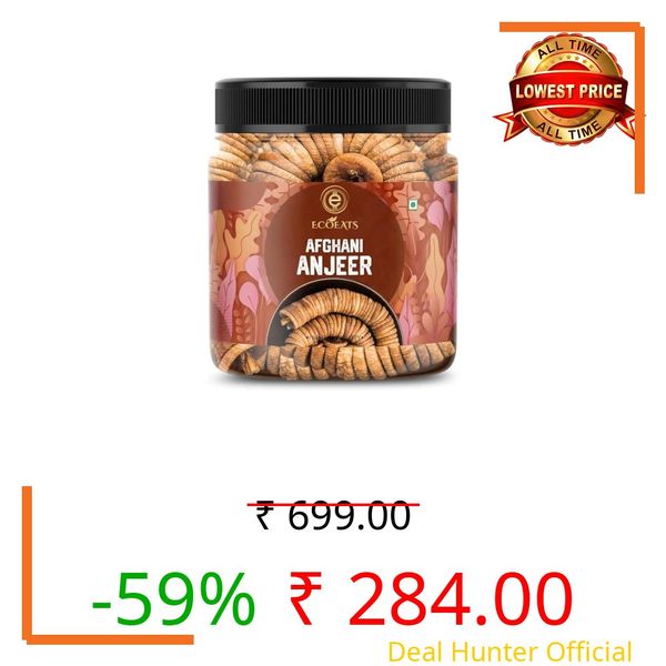 Ecoeats Premium Dried Afghani Anjeer 500g I Low in Fat | Dry Fruits in Fresh | Healthy Snacks I Rich Source of Vitamins Dietary Fiber | Dry Figs