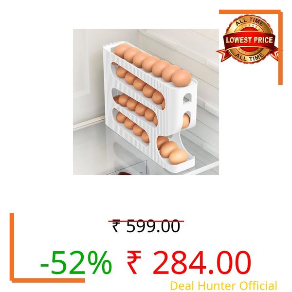 MAKRIV Automatic Egg Rolling Dispenser, 4 Tier, 30 Eggs (WHITE-1 NEW)