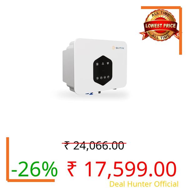 SAATVIK Solar Inverter for Home | Warranty 10 Years, 3.3 KW | Single Phase Solar Inverter | Grid-Tied GTI | High Efficiency | Uday ON-Grid Series | Residential & Rooftop | White