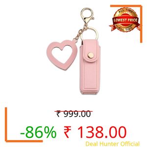 UGAMEDI Heart Shaped Mini Storage Case Keychain, Portable Earbuds Holder, Coin Purse, Lip Balm & Jewelry Organizer, Cute Bag Charm for Women & Girls (Square)
