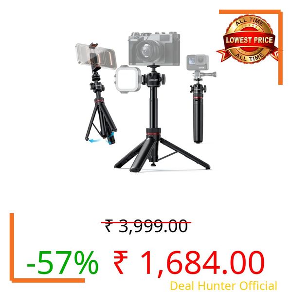 Mobilife Small Camera Tripod Auto-Open, 2-in-1 Vlog Stand with Cold Shoe