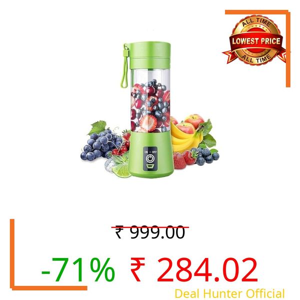 Portable 6-Blade Juicer Blender with Built-In Jar, Juice Mixer Bottle, Fruit Juice Machine, USB Rechargeable Personal Size Juicer Grinder for Juices (MultiColor) (S9)