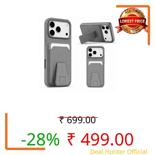Phone Case with Wallet and Kickstand for iPhone 17 Pro Max Grey