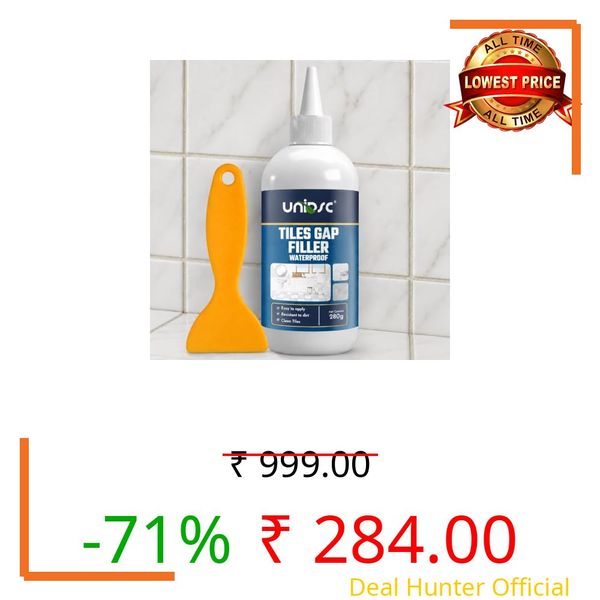 UNIDSC Tile Gap Filler 280g with Scraper | White Waterproof Tile Grout Repair Paste | Crack & Joint Filler for Bathroom, Kitchen, Floor & Wall Tiles | Easy Apply, Durable Finish