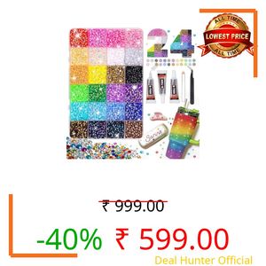 SELOME 24000Pcs Rhinestones Bedazzling Kit with 24 Colors 3mm AB Resin Flatback Gems, 3 x 10ml B7000 Jewelry Glue, Tweezers, Pickup Pen, Sorting Tray & Sharpener for Nail Art, Crafts, Clothes, Shoes & DIY Decoration