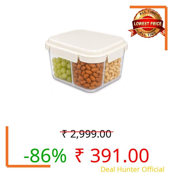 Vasukie 4-Compartment Meal Prep Container with Airtight Locking Lid – with Removable Cups for Meal Prep, Fruits, Nuts & Side Dishes, BPA-Free Clear Plastic (1500ML)