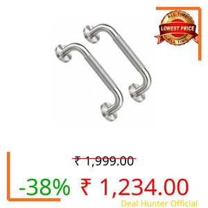 JIALTO 2 Pcs SUS 304 Stainless Steel Bathroom Grab Bar with Dotted Grip | Wall Mounted Safety Support Handle for Senior & Pregnant Women | Toilet & Shower Anti-Slip Support Safety Handle(12 Inches)