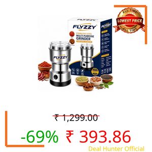 FLYZZY Nima Electric Coffee & Spice Grinder 150W | Stainless Steel Dry Masala Grinder | Multipurpose for Coffee Beans, Nuts, Seeds & Spices | Compact Kitchen Appliance