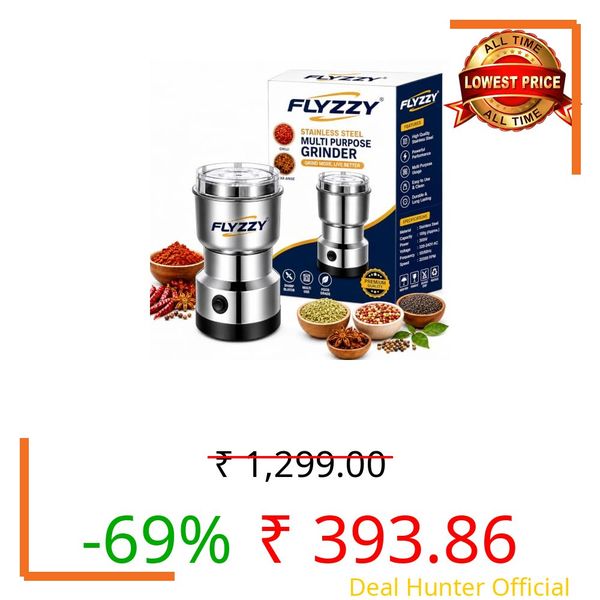 FLYZZY Nima Electric Coffee & Spice Grinder 150W | Stainless Steel Dry Masala Grinder | Multipurpose for Coffee Beans, Nuts, Seeds & Spices | Compact Kitchen Appliance