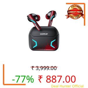 HOPPUP Stryke S1 Gaming Earbuds, 35ms Low Latency, Bluetooth v6.0, 13mm Drivers, 60H Playtime, RGB LED, Type-C Fast Charging, TWS Wireless Earphones with Mic