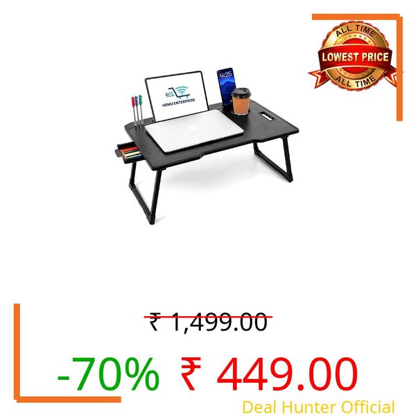 Etekcity Study Table Bed Table Premium Laptop Table/Foldable and Portable Wooden/Writing Desk for Office/Home/School 59cm, 40cm