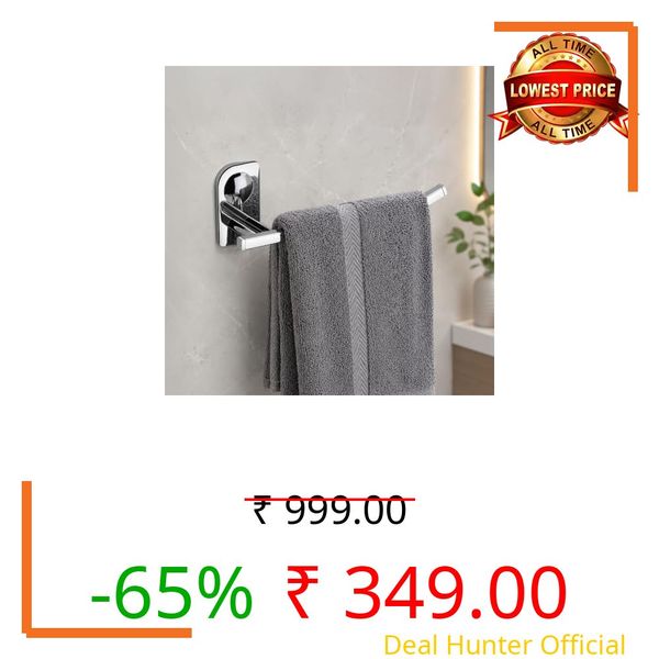 Amazon Basics Stainless Steel Hand Towel Holder in Bathroom | Wall Mounted Towel Hanger for Wash Basin & Bathroom Towel Hanger for Wall | Bathroom Organiser Without Drill
