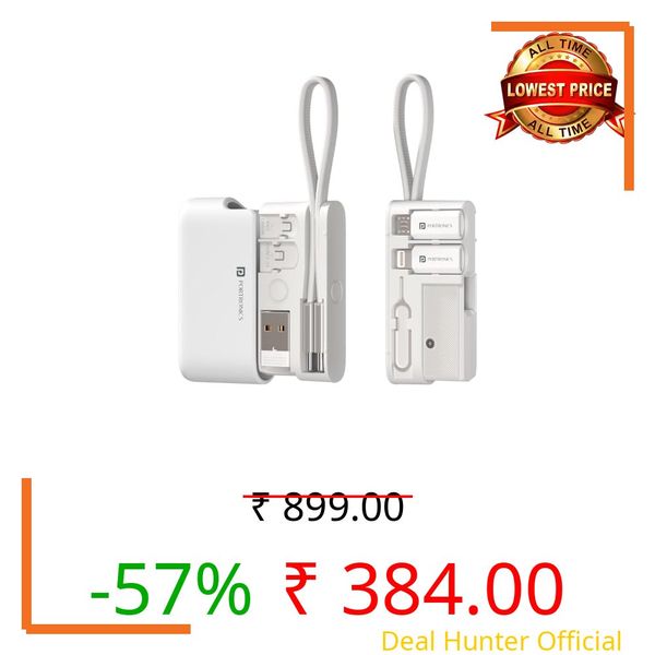 Portronics Snapcase Ultra Multifunctional 8-in-1 Cable & tool Kit, 60W Fast Charging, USB-A, Type-C to Type C, 8-Pin & Micro Adapters, SIM & Micro SD Holder, High-Speed Data transfer, White