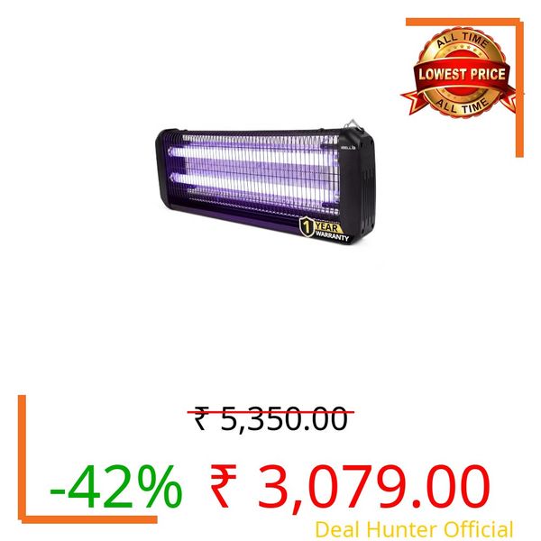 iBELL S40IK Plus 40W Electric Insect Killer with UVA Lamps, 360° Wide Grid, Detachable Collection Tray, Hanging Chain, Silent & Eco-Friendly Insect Zapper for Home, Office & Restaurant, Black