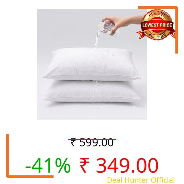 MUUK Pillow Protector Terry Cotton 18x28 Inch White Waterproof Zippered Cover, Set of 2