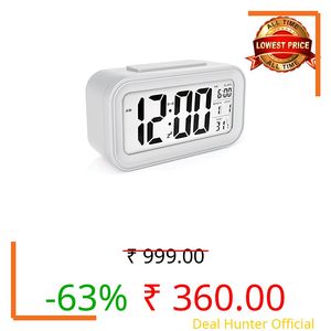 LEBENLANG Digital Alarm Clock for Heavy Sleepers, LED Mirror Table Clock for Study Table, Students, Office, Corporate | Alarm Clock for Bedroom with Loud Sound (1, White, Medium)