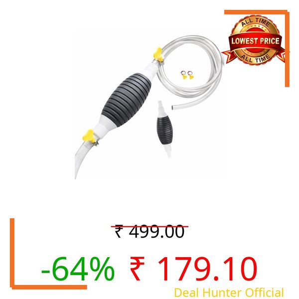 Manual Hand Siphon Pump with Clear Flexible Hose, Hand Operated Liquid Transfer Tool, Portable Priming Pump for Garage, Vehicle Maintenance, Aquarium and General Transfer Tasks