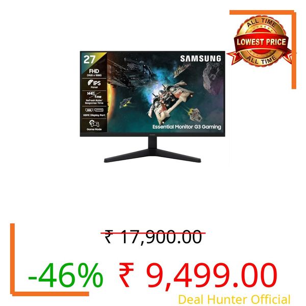 Samsung 27 Inch G3 Gaming Monitor | FHD (1920 x 1080) | IPS Panel | 144 Hz Refresh Rate | 1ms Response time | Game Mode|FreeSync | Ports-HDMI/DP/Headphone | Tilt Adjustable | LS27HG310EWXXL | Black