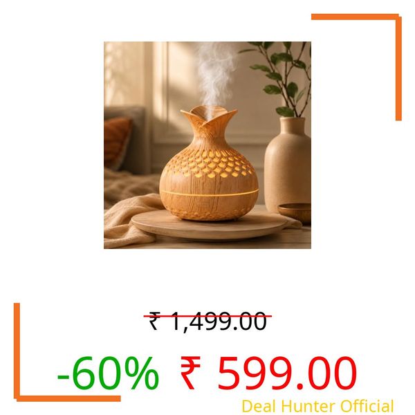 Aroma Diffuser with Wooden Finish, Ultrasonic Essential Oil Diffuser & Humidifier, LED Night Light, Quiet Air Freshener for Home Bedroom Office Spa (Multicolor)