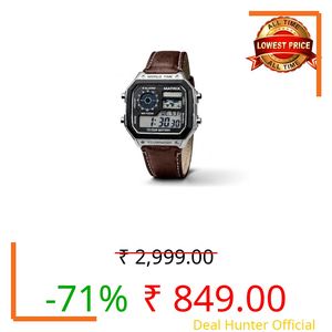 Matrix Illuminator Leather Strap Digital Watch with Alarm, Stopwatch, World Time | for Men & Women (Silver - Brown)