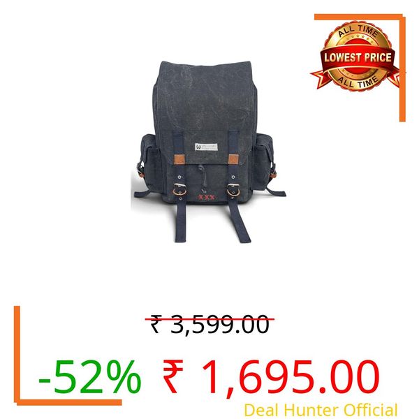 The House of Tara Canvas Backpack for Men and Women | Casual Cotton Bag With 100% Cotton Inner Lining, 4 External & 3 Internal Pockets | Backpacks Suitable for College, Travel & Hiking (Phantom Black)