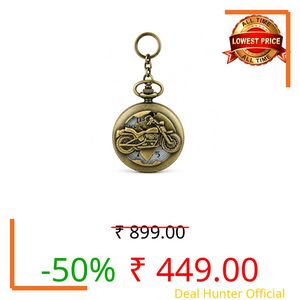 P SEVEN Vintage Motorcycle Pocket Watch Keychain, Antique Style Bike Design Pendant Watch for Men & Women, Unique Key Ring Gift for Bikers, Vintage Pocket Watch,