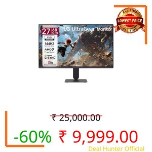 LG 27G411B 68 cm (27 Inch) Ultragear FHD(1920 x 1080) IPS Gaming Monitor, 1ms MBR, 144Hz, HDR10, NVIDIA G-Sync Compatible, AMD FreeSync, HDR10, HDMI, DP, HP Out, Anti-Glare, Slim Stand, Black