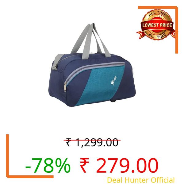 Perfect Star 40L Travel Duffle Bag for Men & Women | Lightweight Polyester Luggage Bag Without Wheels | Water-Resistant Hand Carry Bag for Travel, Gym, Weekend Trips (42x23x29 cm) (Navy T-Blue)