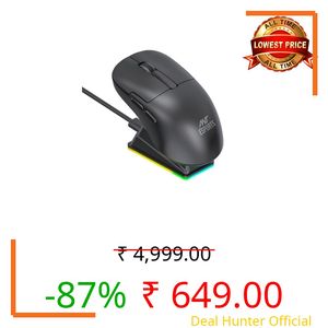 Ant Esports GM810 PRO V2 Wireless Optical Gaming Mouse, 2.4G + Bluetooth, 3600 DPI, 400mAh Rechargeable Battery, 72H Working Time, 125Hz Polling, RGB Charging Dock_ Black