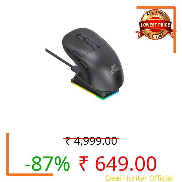 Ant Esports GM810 PRO V2 Wireless Optical Gaming Mouse, 2.4G + Bluetooth, 3600 DPI, 400mAh Rechargeable Battery, 72H Working Time, 125Hz Polling, RGB Charging Dock_ Black