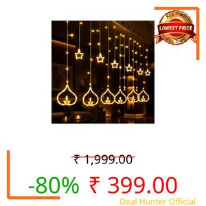 Gesto Diwali Lights for Home - Diya Curtain String Lights with 12 Hanging Diyas, 8 Lighting Modes, Warm White Decorative Lights for Diwali Decoration for Home, Balcony, Mandir & Pooja Room - 10x3 Ft