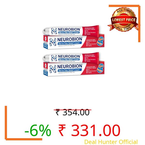 Neurobion Nerve Pain Relief Cream (60 gm) | Symptomatic Relief from Nerve-Related Pain, Burning Sensation & Tingling | 30g Each Tube (Pack of 2)