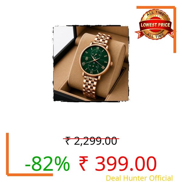MOOVER Women's Analog Quartz Watch with Stainless Steel Strap (Emerald Green)