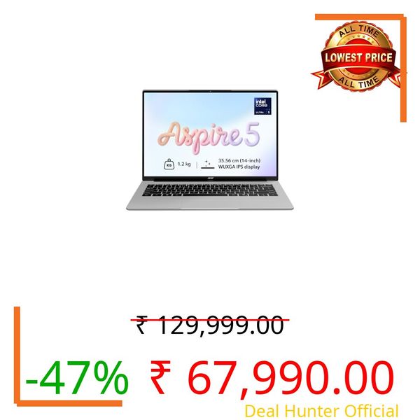 Acer Aspire 5 AI PC,Intel Core Ultra 5 226V, 16 GB LPDDR5X RAM/512 GB SSD, 14" FHD IPS Display, Win 11Home,Office 2024 + M365 Basic,Pure Silver, 1.2 Kg, A514-55, Backlit Keyboard, Thin & Light Laptop