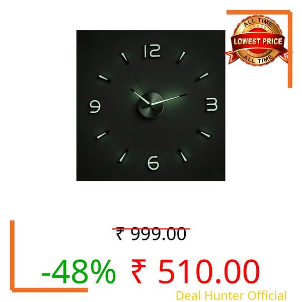 cozyloom DIY Luminous Wall Clock | Glow in the Dark, Silent Movement, Modern Decorative Wall Clock for Home, Bedroom, Living Room & Office, Easy Installation