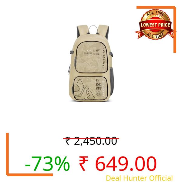Aristocrat Terrain 32L Laptop Backpack (Upto 17"), 2 Compartments, Beige