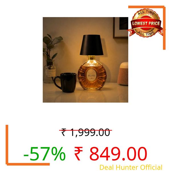 ANKRI Black Bottle Lamp & Ceramic Coffee Mug Combo | Rechargeable LED Table Lamp | USB Type-C Light | Gift for Women | Birthday Present | Diwali Hamper | Festival Gifting Set(Black Mug with Lamp)