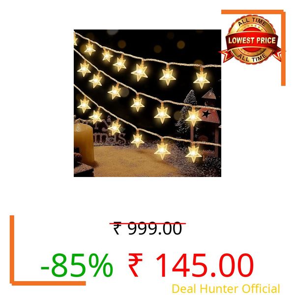 FLYNGO 14 LED Mini Star Serial String Lights, 3 Meter, Warm White, USB-A