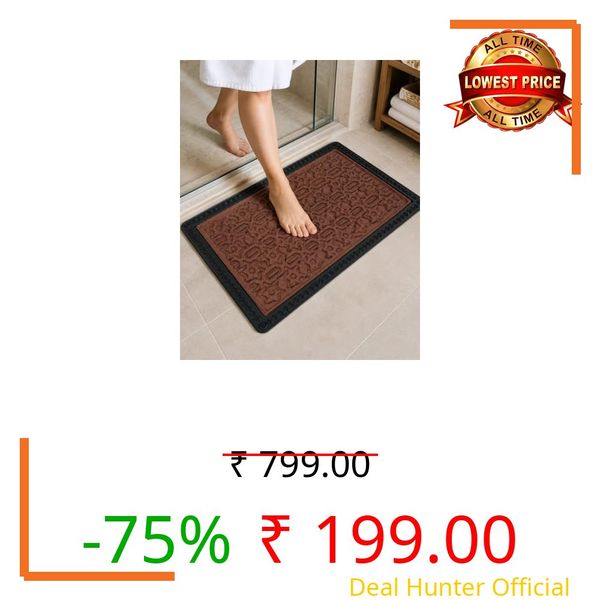 YMORIA Anti Skid Embossed Door Mats for Home Entrance |Rectangular Mats| Outside, Indoor Rubber Mat for Floor (40X60 cm, Chocolate Brown)