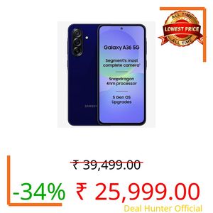 Samsung Galaxy A36 5G (Dark Blue, 8GB RAM, 128GB Storage) | Snapdragon 6 Gen 3 Octa-Core Processor | 50MP + 8MP AI Dual Camera | 12MP Front Camera | 6.7-inch FHD+ Super AMOLED 120Hz Display |