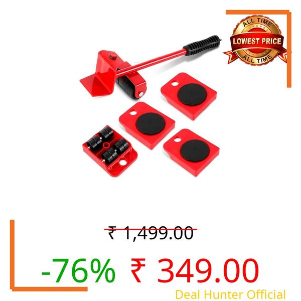 Amazer Furniture Lifter and Mover Tool Set, Wheels for Heavy Furniture, Heavy Duty Furniture Mover Rollers, Bed Lifter Tool, Heavy Appliances Mover for Home, Fridge Slider Wheel, 360° Rotational (Red)