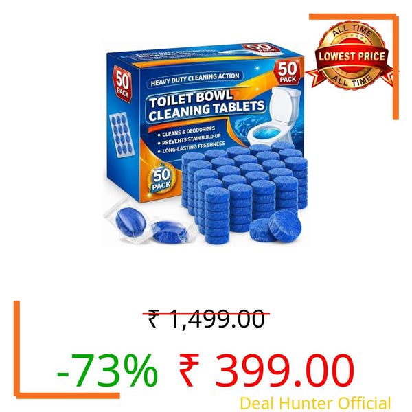 Pack of 50 Automatic Flush Toilet Bowl Cleaner Tablets, Bathroom Toilet Tank Cleaner, Powerful Cleaning Ball Toilet Blue Deep Clean Bubbles, Mild Lemon Scent (50 Blue Tabbletsss)
