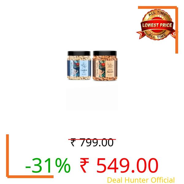 Flavor Foodie Cashew Almond Combo 250 * 2 gm| Premium Kaju Badam | Crunchy Dry Fruits | Nutritious Everyday Snack(500gm) Pack of 2