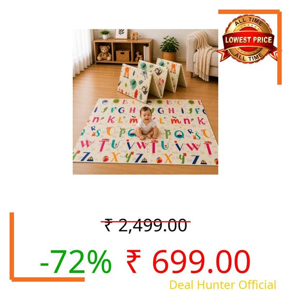 TARKAN Compact 6x4 ft Reversible Baby Play Mat, BIS Safety Certified, 6mm BPA Free Foldable Foam Crawling Mat (Alphabets-Zoo)