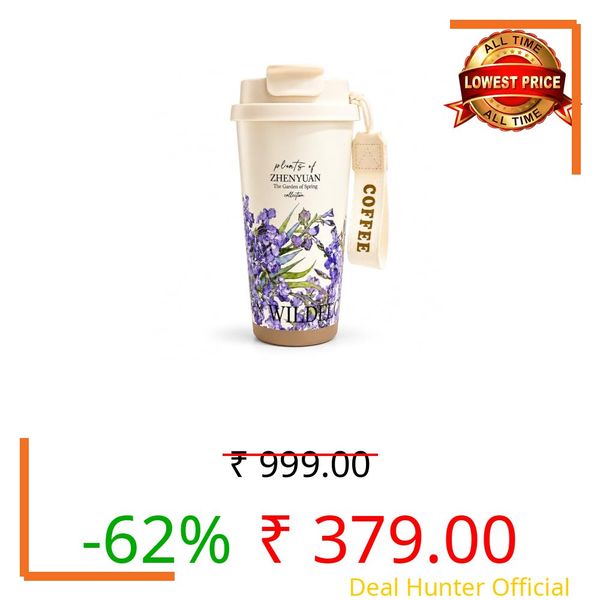 Yumware Northstar Ventures Stainless Steel Unbreakable Tea Coffee Mug | Stylist Cup with Handle and Lid | Wide Mouth Mug Keeps Beverages Hot & Cold 300 ML (Purple)